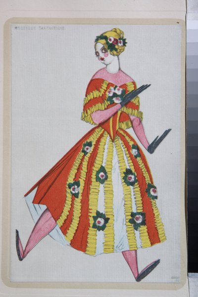 Kostuum voor het ballet "La Boutique Fantasque" geregisseerd door Gioachino Rossini door Leon Bakst