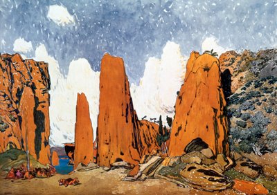 Decorontwerp voor een Ballets Russes-productie van Ravels Daphnis et Chloe, 1912 door Leon Bakst