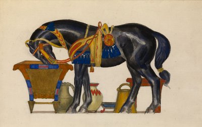 Paard water geven door Leon Bakst