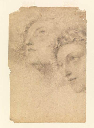 Tekening, Twee vrouwenhoofden, 1886-92 door Leon Dabo