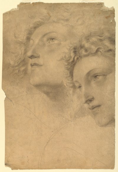 Tekening, Twee vrouwenhoofden, 1886-92 door Leon Dabo