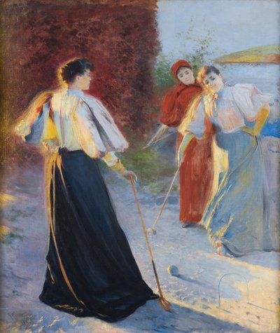 Een spelletje croquet door Leon Wyczolkowski
