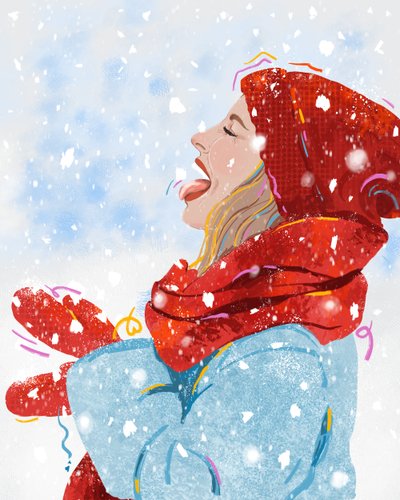 Vreugde van sneeuwval, 2025 (digitaal) door Leona Tsiara