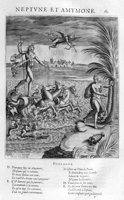Neptunus met Amymone, dochter van Danaus, die hij beschermt tegen een sater door Leonard Gaultier