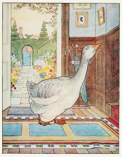 Gansje, Gansje Gans, Waar Zal Ik Zwerven, uit Een Prentenboek met Kinderliedjes door Leonard Leslie Brooke