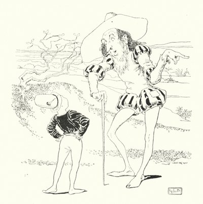 De man in de wildernis vroeg me, hoeveel aardbeien groeiden er in de zee (gravure) door Leonard Leslie Brooke