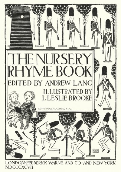 Titelpagina illustratie voor The Nursery Rhyme Book bewerkt door Andrew Lang (gravure) door Leonard Leslie Brooke