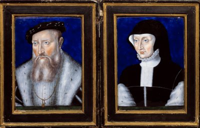 Portret van Claude de Lorraine (1496-1550), Hertog van Guise en Antoinette van Bourbon Vendome (1494-1583), zijn vrouw Emaille geschilderd door Leonard Limosin (1505-1577) ca. 1550 door Leonard Limosin