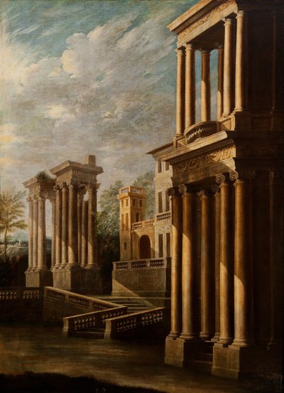 Buitenaanzicht van gebouwen door Leonardo Coccorante