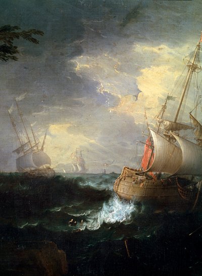 Stormachtige zee, ca. 1700-1750 (detail) door Leonardo Coccorante
