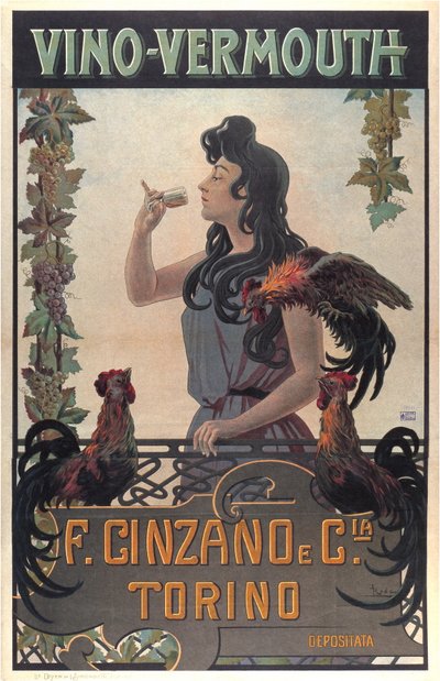 Vino-Vermouth reclame, ca. 1900 door Leonardo Roda