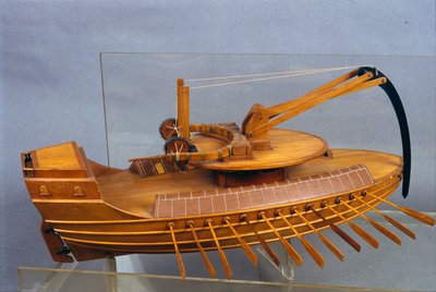Escorpio, boot met de ram. Model naar de tekening van Leonardo da Vinci door Leonardo da (after) Vinci