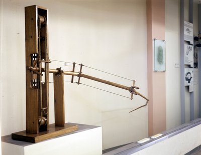 Vleugel met variabele helling, model volgens de tekening van Leonardo da Vinci. Museum voor Wetenschap en Technologie, Milaan door Leonardo da (after) Vinci