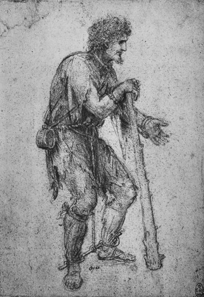 Een man met een knuppel en geketende voeten, ca. 1480 1945 door Leonardo da Vinci