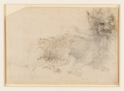 Een ontwerp voor een drakenkostuum door Leonardo da Vinci