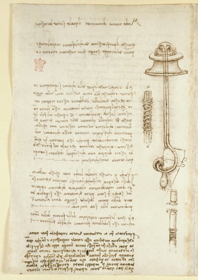 Aantekeningen en schetsen ter illustratie van Leonardo