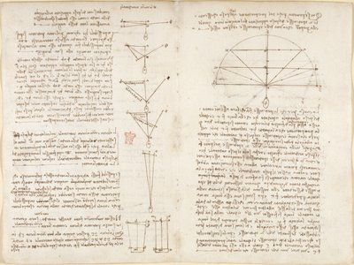 Notities en diagrammen over mechanica, getiteld 