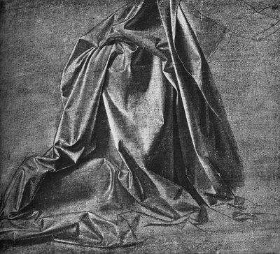 Gipsafgietsel van Draperie voor een Knielende Figuur naar Rechts, ca. 1470 1945 door Leonardo da Vinci