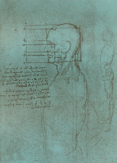 Tekening ter illustratie van de theorie van de proporties van het menselijk figuur, ca. 1472-ca. 1519 1883 door Leonardo da Vinci
