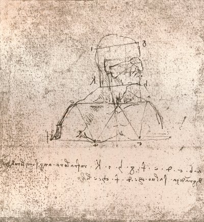 Tekening ter illustratie van de theorie van de proporties van het menselijk figuur, ca. 1472-ca. 1519 1883 door Leonardo da Vinci