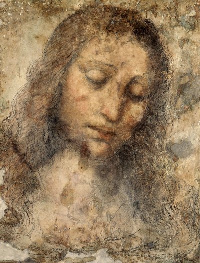 Gezicht van Jezus Christus, kopie van het Laatste Avondmaal door Leonardo da Vinci door Leonardo da Vinci