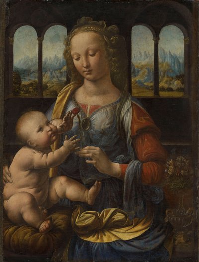 Duits: Madonna mit der Nelke Madonna van de Anjer door Leonardo da Vinci
