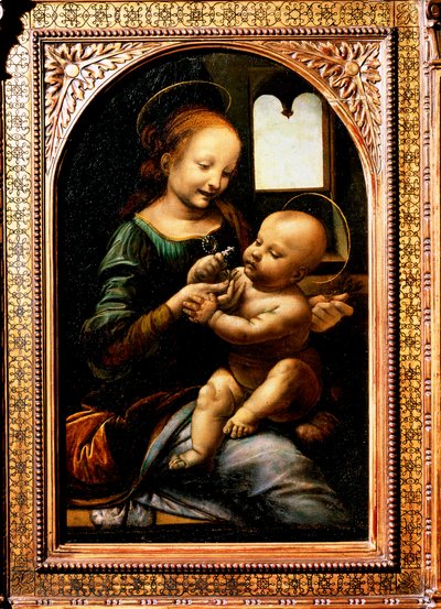 Madonna met een bloem, Madonna Benois, 1478 door Leonardo da Vinci