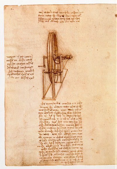 Ms 8937 fol. 65v Studie voor een spinnewiel, 