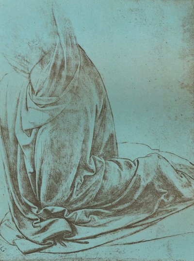 Voorbereidende studie van draperie voor de Engel in de `Maagd van de Rotsen`, 1472-c1519 1883 door Leonardo da Vinci