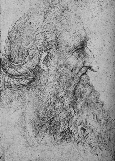 Profiel van een oude, bebaarde man naar rechts, ca. 1480 1945 door Leonardo da Vinci