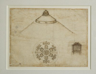 Project voor een centraal plan graftombe;elevatie ... door Leonardo da Vinci