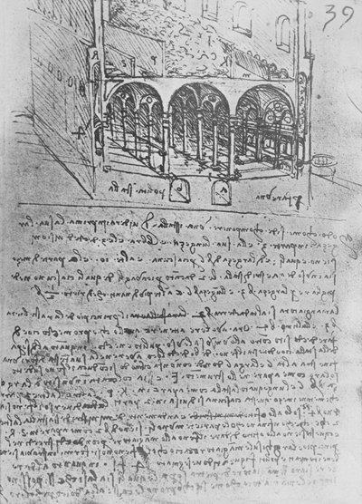 Schetsontwerp voor een Stal, ca. 1480 door Leonardo da Vinci