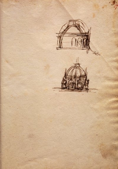Studies voor lantaarn van kathedraal, uit Codex Trivulzianus door Leonardo da Vinci