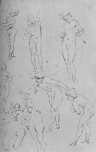 Studies van figuren en een groep figuren, ca. 1500-1945 door Leonardo da Vinci