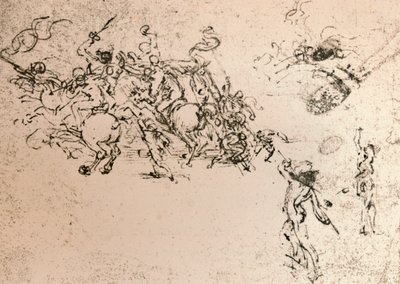 Studie voor de cartoon van de Slag bij Anghiari door Leonardo da Vinci