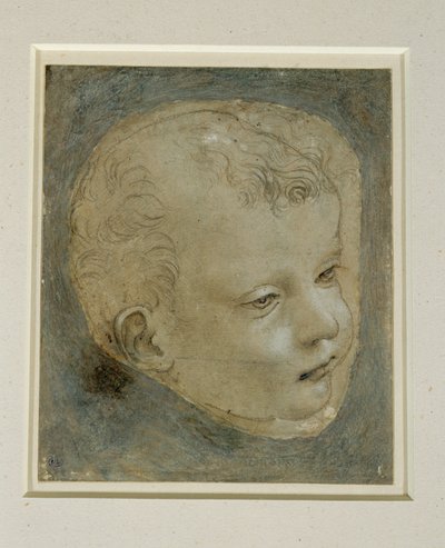 Kinderhoofdje driekwart naar rechts ... door Leonardo da Vinci