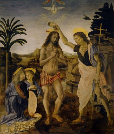 De doop van Christus, ca. 1470-1475 door Leonardo da Vinci