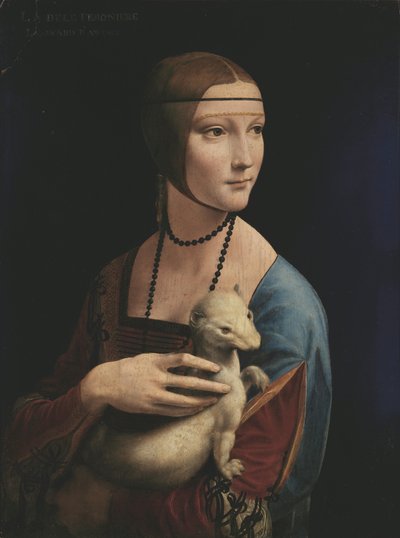De dame met de hermelijn (Portret van Cecilia Gallerani). door Leonardo da Vinci