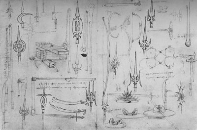 Verschillende wapens voor aanval en verdediging, ca. 1480 1945 door Leonardo da Vinci