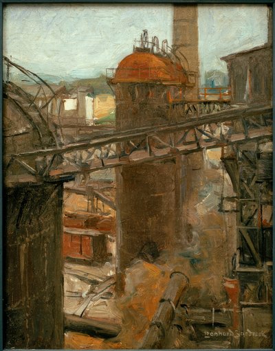 L. Sandrock, uitzicht op een huttenwerk door Leonhard Sandrock