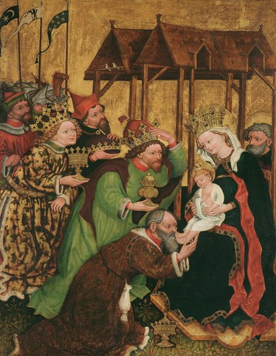 Aanbidding van de Wijzen (binnenzijde); Verkiezing van Jozef en huwelijk van Maria (buitenzijde) door Leonhard von Brixen (Lienhart Scherhauff)