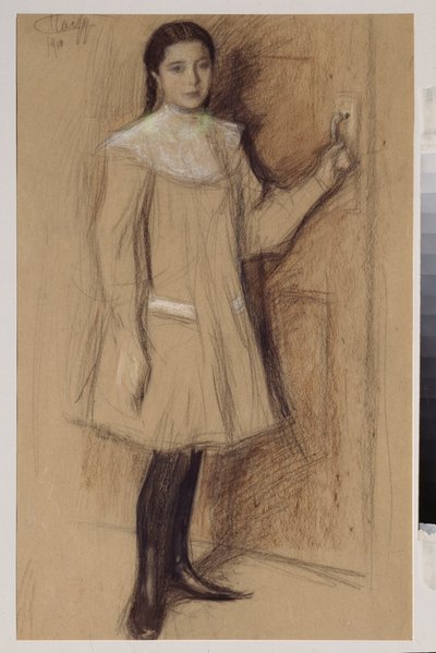Portret van een jong meisje door Leonid Osipovic Pasternak