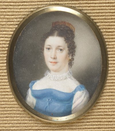 Dame in blauwe empirejurk door Leopold Blonder