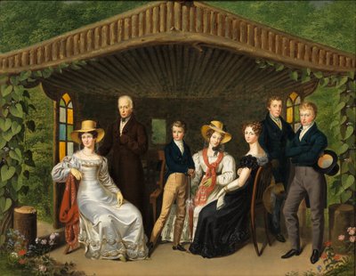 Duits: De keizerlijke familie rond de hertog van Reichstadt in een zomerhuis door Leopold Fertbauer