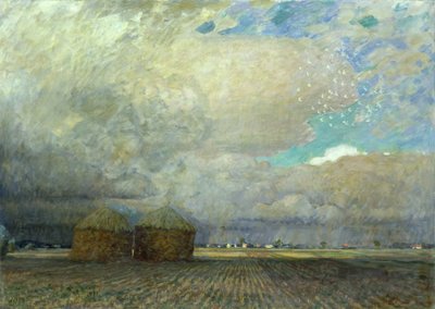 Landschap met hutten, 1900 door Leopold Karl Walter von Kalckreuth