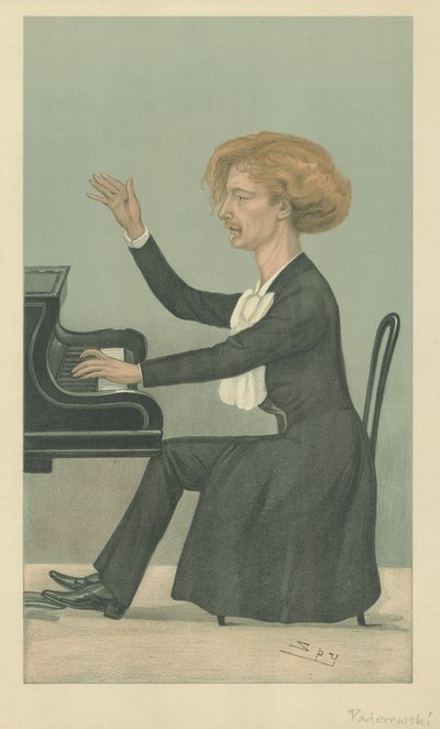 M Ignace Jan Paderewski (kleurenlitho) door Leslie Matthew (1851-1922) Ward