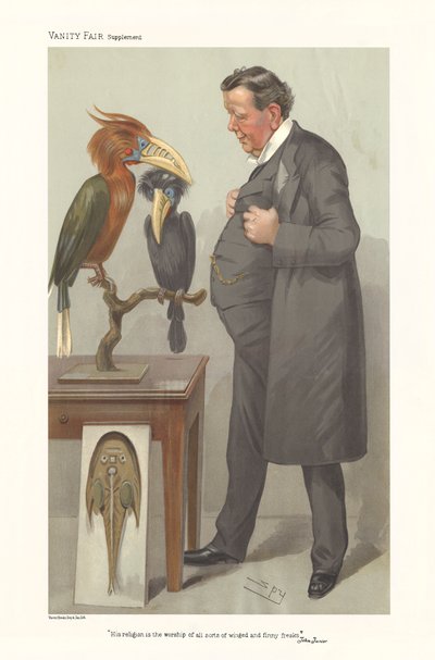 Professor Ray Lankester - portret staand en kijkend naar vogels door Leslie Matthew (1851 1922) Ward