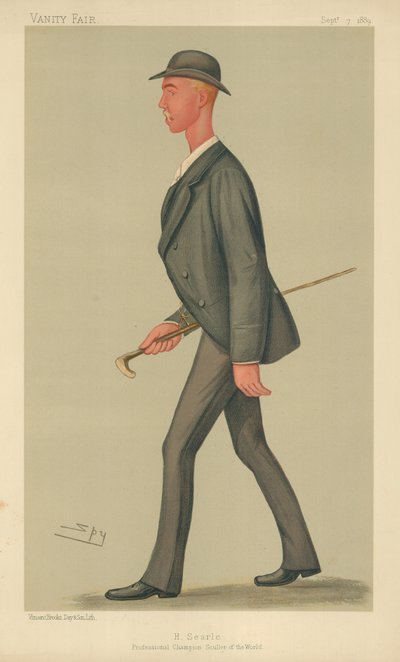 Henry Searle, professioneel kampioen roeier van de wereld, 7 september 1889, Vanity Fair cartoon door Leslie Matthew Ward