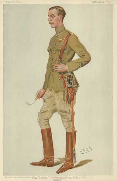 Majoor Edward James Montagu Stuart-Wortley, Eddie, 26 oktober 1899, Vanity Fair cartoon door Leslie Matthew Ward