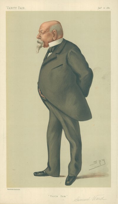 Mr Samuel Ward, Uncle Sam, 10 januari 1880, Vanity Fair cartoon door Leslie Matthew Ward